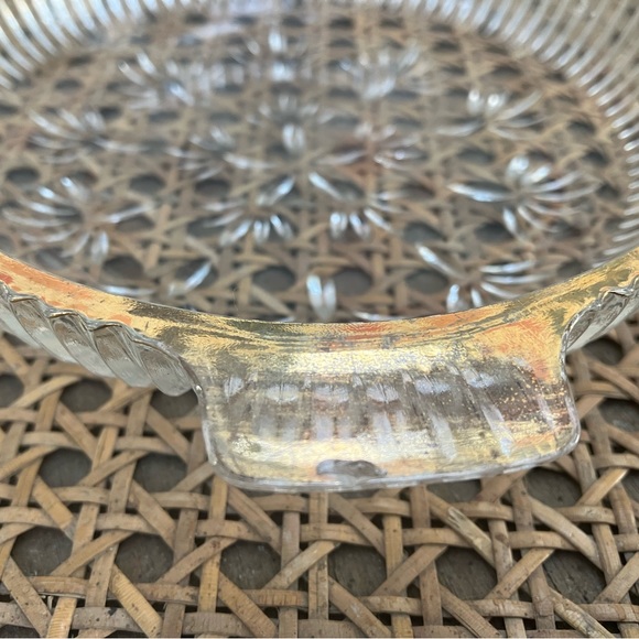 Gold Trimmed Ribbed Vintage Pressed Glass Dish - Picture 6 of 11